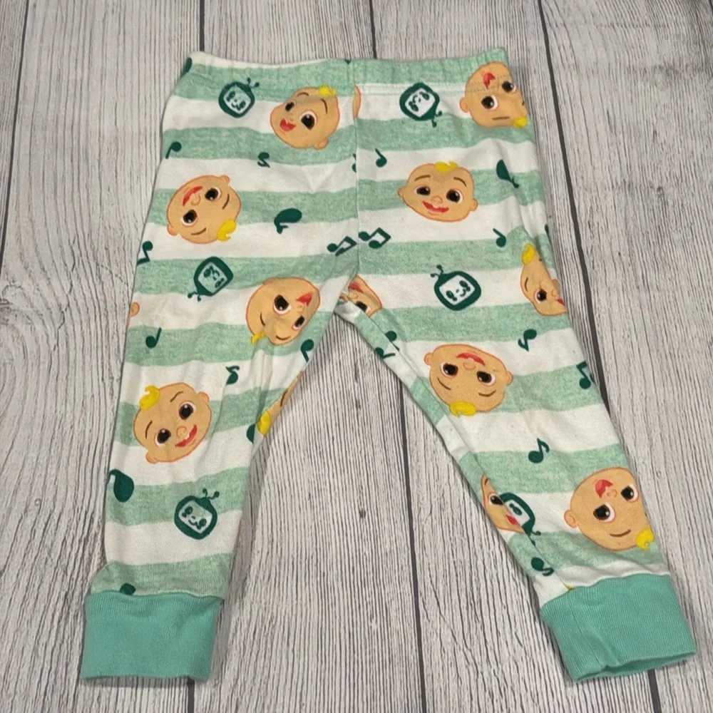 Cocomelon Toddler Girls Green and White Striped Pajama Set